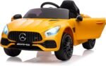 Voiture électrique pour enfant Mercedes Benz AMG-GT Con licenza Voiture Electrique Enfant avec sécurité Enfant, Suspension, 3 Vitesses, lumières LED, klaxon, Giallo