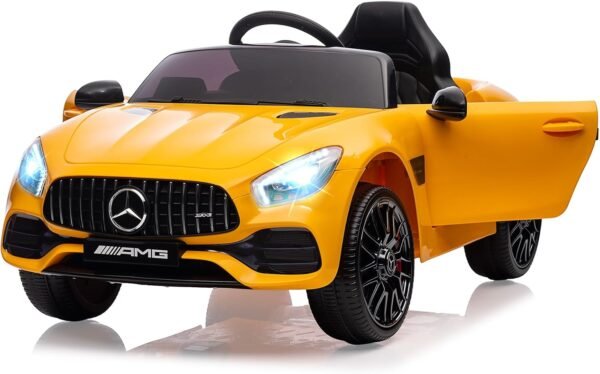Voiture électrique pour enfant Mercedes Benz AMG-GT Con licenza Voiture Electrique Enfant avec sécurité Enfant, Suspension, 3 Vitesses, lumières LED, klaxon, Giallo