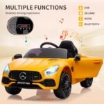 Voiture électrique pour enfant Mercedes Benz AMG-GT Con licenza Voiture Electrique Enfant avec sécurité Enfant, Suspension, 3 Vitesses, lumières LED, klaxon, Giallo