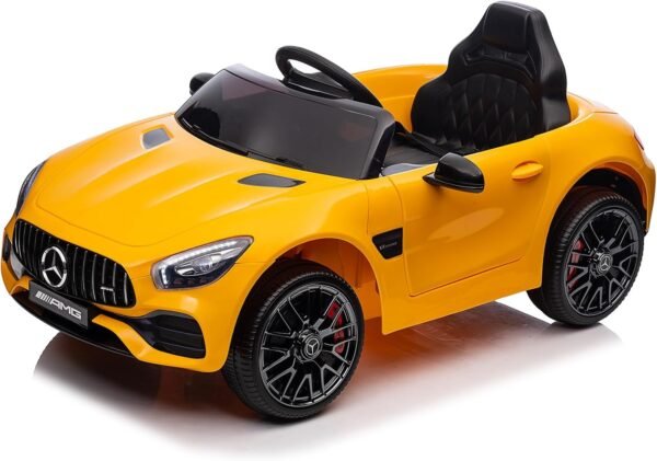 Voiture électrique pour enfant Mercedes Benz AMG-GT Con licenza Voiture Electrique Enfant avec sécurité Enfant, Suspension, 3 Vitesses, lumières LED, klaxon, Giallo
