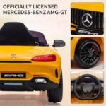 Voiture électrique pour enfant Mercedes Benz AMG-GT Con licenza Voiture Electrique Enfant avec sécurité Enfant, Suspension, 3 Vitesses, lumières LED, klaxon, Giallo