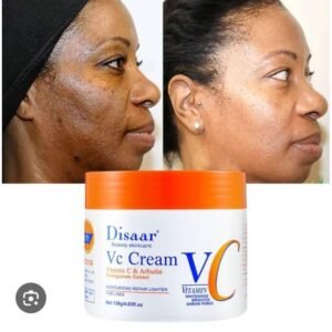 Crème Visage Disaar VC Vitamine C & Arbutine, Hydratante Réparatrice Anti-Taches, Anti-Rides et Resserre Pores pour un Teint Uniforme et Lumineux (120g)