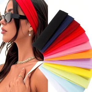 Serre-tête Large Élastique Multicolore pour Femme, Bandeau Cheveux Turban Confortable et Tendance, Accessoire Coiffure Sport et Quotidien, Anti-Transpiration et Maintien Parfait