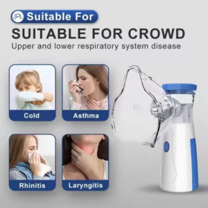Nébuliseur Portable Ultrasonique Silencieux, Inhalateur Respiratoire Compact pour Asthme, Rhinite, Laryngite et Refroidissements, Appareil de Thérapie Pulmonaire Efficace pour Adultes et Enfants