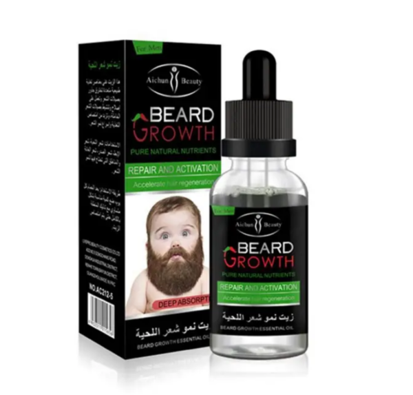 Huile de Croissance Barbe et Cheveux Aichun Beauty, Sérum Activateur de Repousse pour Homme, Fortifiant Capillaire Naturel, Soin Anti-Chute et Densifiant pour Barbe, Moustache et Corps
