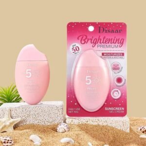 Crème Solaire Visage et Corps Disaar Brightening Premium SPF 50 PA+++, Gel-Crème Hydratant Éclaircissant Anti-UVB/UVA, Protection Solaire Quotidienne Longue Durée et Apaisante pour Peau Sensible 50g