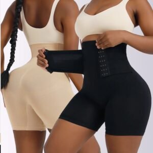 Short Sculptant Remonte-Fesses pour Ventre Plat et Silhouette Parfaite, Body Shaper Invisible et Confortable (Noir & Beige)