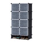 Armoire de Rangement Modulaire 10 Cubes, Dressing Portable Démontable pour Vêtements et Chaussures, Organisateur Multifonctionnel Gain de Place, Étagère Cubique Design avec Portes Anti-Poussière