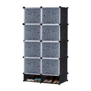 Armoire de Rangement Modulaire 10 Cubes, Dressing Portable Démontable pour Vêtements et Chaussures, Organisateur Multifonctionnel Gain de Place, Étagère Cubique Design avec Portes Anti-Poussière