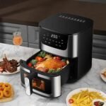 Friteuse à Air Chaud Numérique 12 Litres, Four Multicuiseur Sans Huile, Rôtissoire Électrique avec Écran Tactile et Fenêtre de Visualisation, Cuisson Saine et Rapide pour Grande Famille