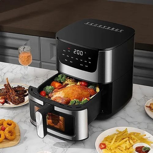 1 (2) Friteuse à Air Chaud Numérique 12 Litres, Four Multicuiseur Sans Huile, Rôtissoire Électrique avec Écran Tactile et Fenêtre de Visualisation, Cuisson Saine et Rapide pour Grande Famille
