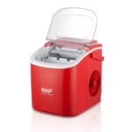 Machine à Glaçons RAF R.0301 Automatique, Production Continue de Glace 12kg/24h, Taille Réglable, Nettoyage Facile, Indicateur Plein, Idéale pour Maison, Bureau et Événements (Rouge)