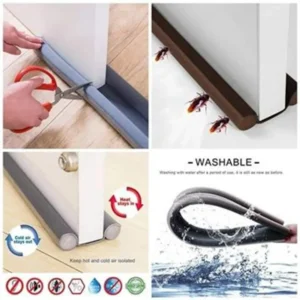 Joint de Porte Double Face Isolant Thermique et Phonique, Boudin de Bas de Porte Anti-Insectes Anti-Poussière Anti-Bruit, Coupe-Froid Lavable et Ajustable pour Maison et Bureau