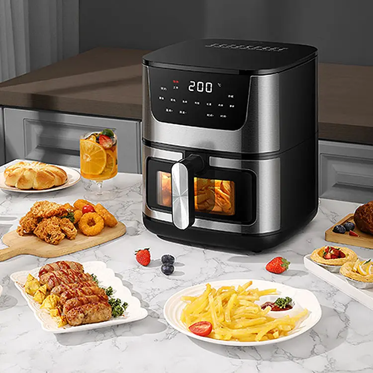 H209960fbda1644f9861b3c1b41d1510fv.jpg 960x960 Friteuse à Air Chaud Numérique 12 Litres, Four Multicuiseur Sans Huile, Rôtissoire Électrique avec Écran Tactile et Fenêtre de Visualisation, Cuisson Saine et Rapide pour Grande Famille