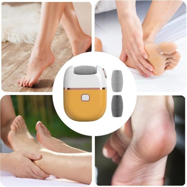 Râpe Électrique Pieds Rechargeable, Ponceuse Anti-Callosités Professionnelle pour Pédicure à Domicile, Éliminateur de Peaux Mortes et Dures, Appareil Exfoliant Sans Fil pour Talons Lisses et Doux avec Rouleaux Interchangeables