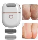Râpe Électrique Pieds Rechargeable, Ponceuse Anti-Callosités Professionnelle pour Pédicure à Domicile, Éliminateur de Peaux Mortes et Dures, Appareil Exfoliant Sans Fil pour Talons Lisses et Doux avec Rouleaux Interchangeables
