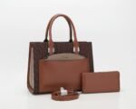 Ensemble Sac à Main Femme SU QUEENNA 3 Pièces Élégant, Sac Fourre-tout Grande Capacité avec Pochette Amovible et Portefeuille Zippé, Organisateur Polyvalent en Cuir PU pour Travail et Quotidien (Noir/Gris/Rouge)