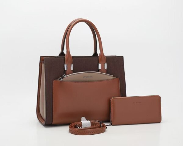 Ensemble Sac à Main Femme SU QUEENNA 3 Pièces Élégant, Sac Fourre-tout Grande Capacité avec Pochette Amovible et Portefeuille Zippé, Organisateur Polyvalent en Cuir PU pour Travail et Quotidien (Noir/Gris/Rouge)