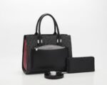Ensemble Sac à Main Femme SU QUEENNA 3 Pièces Élégant, Sac Fourre-tout Grande Capacité avec Pochette Amovible et Portefeuille Zippé, Organisateur Polyvalent en Cuir PU pour Travail et Quotidien (Noir/Gris/Rouge)