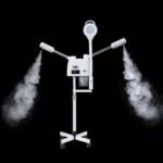 Appareil Professionnel de Soin du Visage 2-en-1 avec Vaporisateur Facial et Lampe Loupe LED sur Pied, Équipement Esthétique pour Nettoyage Profond, Hydratation et Examen de la Peau, Mobile et Réglable