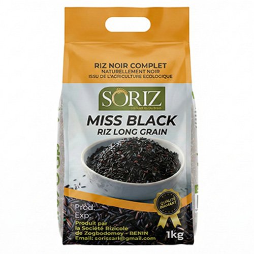 Soriz miss Black riz noir ViteServi 2 Riz Noir Complet SORIZ Miss Black 1kg, Riz Long Grain Écologique