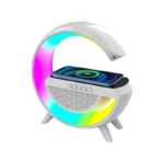 Lampe d'Ambiance LED RGB Multifonction avec Enceinte Bluetooth et Chargeur Sans Fil Induction Rapide, Réveil Intelligent, Station Audio Lumineuse pour Chambre et Bureau