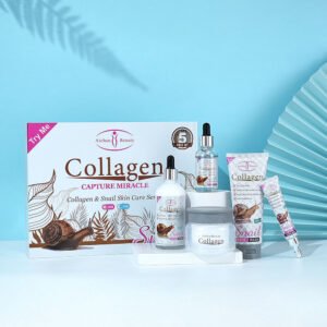 Kit de Soin Visage et Corps Aichun Beauty au Collagène et Bave d'Escargot, Routine Beauté Complète 5 Pièces Anti-âge Hydratante et Éclaircissante pour Peau Jeune, Ferme et Lumineuse