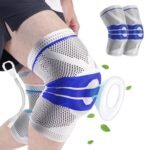 Genouillère de Compression Sportive et Médicale, Support Articulaire Respirant pour Soulagement Douleur, Récupération Blessures, Arthrite, Tendinite, Maintien Ligamentaire, avec Stabilisateur Rotulien et Bandes Antidérapantes