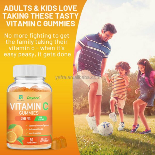 H1a0a94ac2fc845a4987808c7567bfe09r Gummies Vitamine C 250mg pour Renforcer l'Immunité, Complément Alimentaire Antioxydant Vegan, Booste l'Absorption du Fer, 60 Bonbons Gommeux Saveur Orange