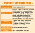 Gummies Vitamine C 250mg pour Renforcer l'Immunité, Complément Alimentaire Antioxydant Vegan, Booste l'Absorption du Fer, 60 Bonbons Gommeux Saveur Orange