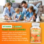 Gummies Vitamine C 250mg pour Renforcer l'Immunité, Complément Alimentaire Antioxydant Vegan, Booste l'Absorption du Fer, 60 Bonbons Gommeux Saveur Orange
