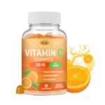Gummies Vitamine C 250mg pour Renforcer l'Immunité, Complément Alimentaire Antioxydant Vegan, Booste l'Absorption du Fer, 60 Bonbons Gommeux Saveur Orange
