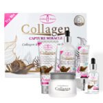 Kit de Soin Visage et Corps Aichun Beauty au Collagène et Bave d'Escargot, Routine Beauté Complète 5 Pièces Anti-âge Hydratante et Éclaircissante pour Peau Jeune, Ferme et Lumineuse