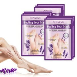 Masque Exfoliant Pieds GUANJING à la Lavande et Collagène pour Éliminer Callosités, Peaux Mortes, Répare Talons Fissurés, Hydrate, Adoucit et Blanchit, Soin Pédicure Anti-Odeur et Anti-Âge