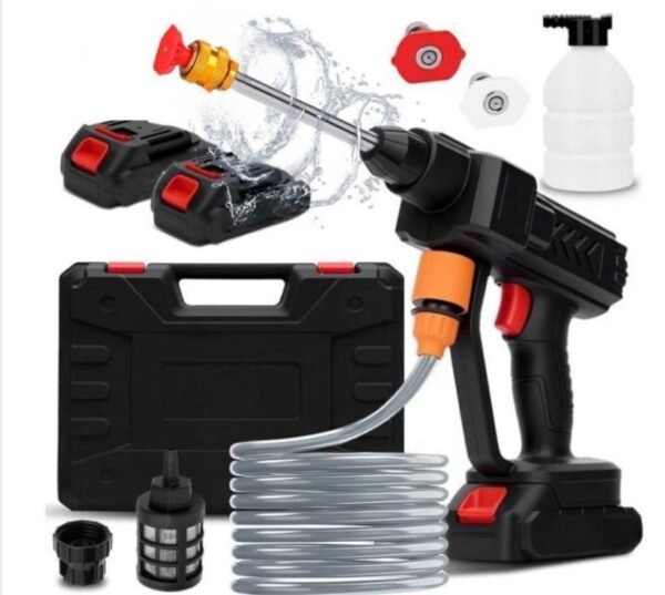 Nettoyeur Haute Pression Portable Sans Fil 48V, Pistolet de Lavage Rechargeable pour Voiture, Jardin et Maison, Hydro-Nettoyeur Polyvalent avec Mousseur et Buses Multiples, Puissant et Économique