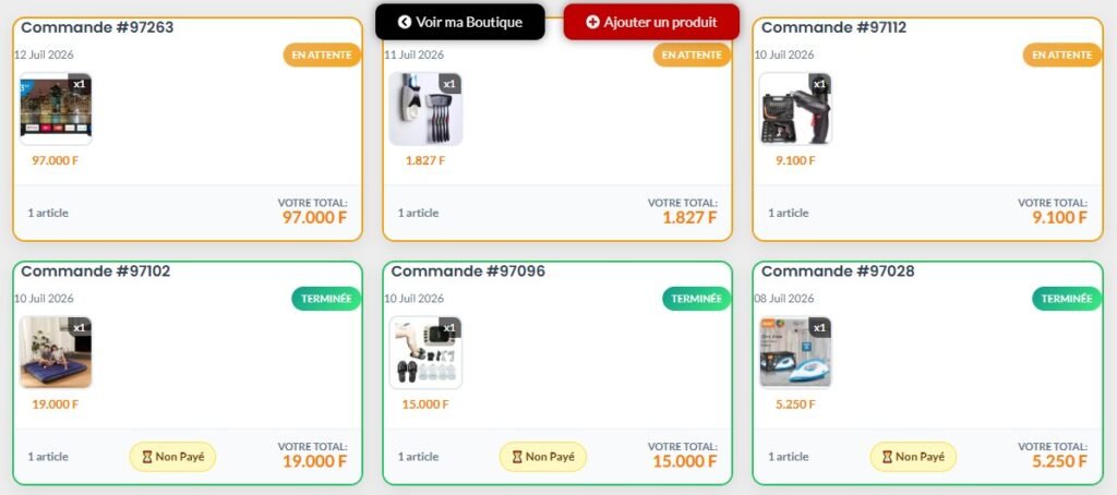 Tableau de bord Vendeur 3